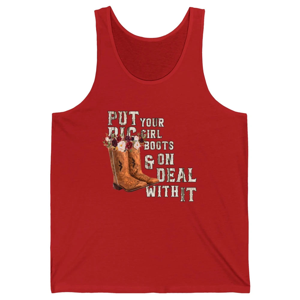 Retro Floral Put Cowgirl Boots On Western Country Cowboy Unisex Jersey Tank