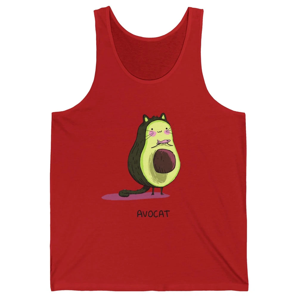 Cute Avocat Avocado Pink Cat Kitten Pun Healthy Vegan Veggie Unisex Jersey Tank