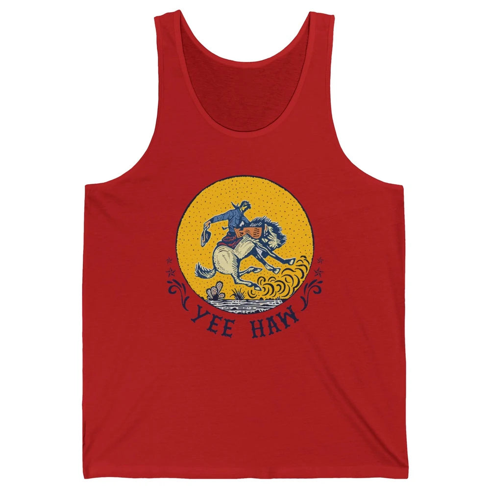 Retro Cowboy Yeehaw Western Country Cowgirls Horse Lovers Unisex Jersey Tank