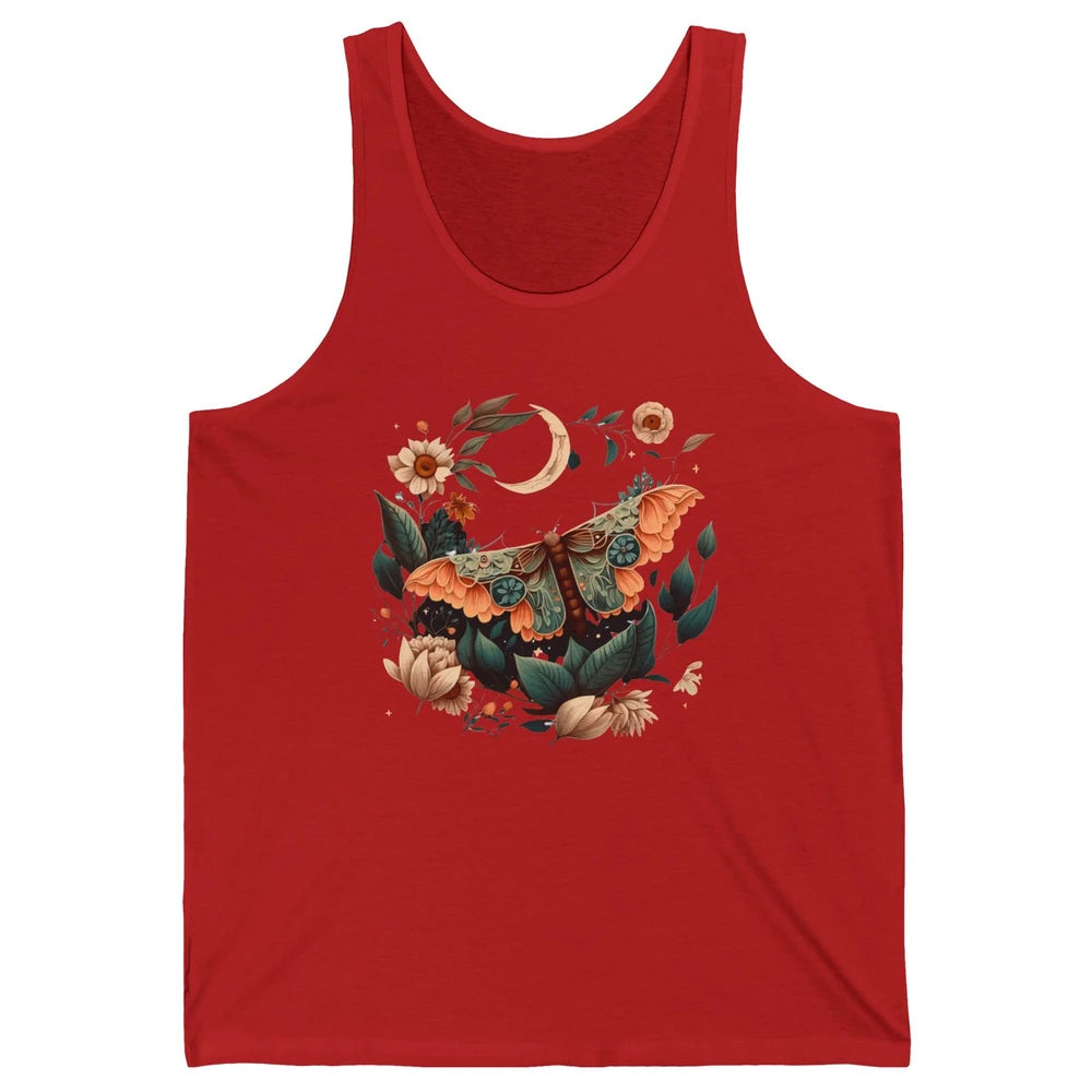 Retro Floral Moth Moon Butterfly Boho Moth Lovers Gift Unisex Jersey Tank