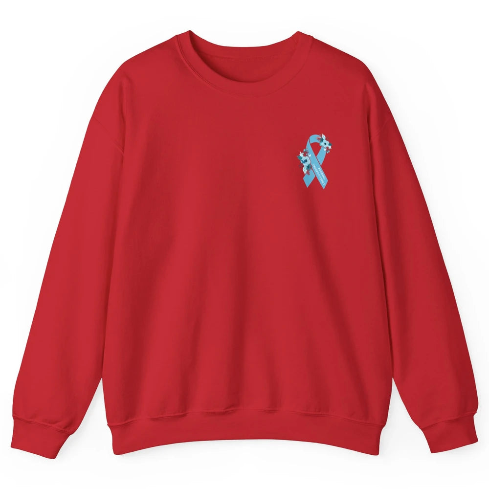 Adrenal Insufficiency Awareness Floral Light Blue Ribbon Unisex Crewneck Sweatshirt