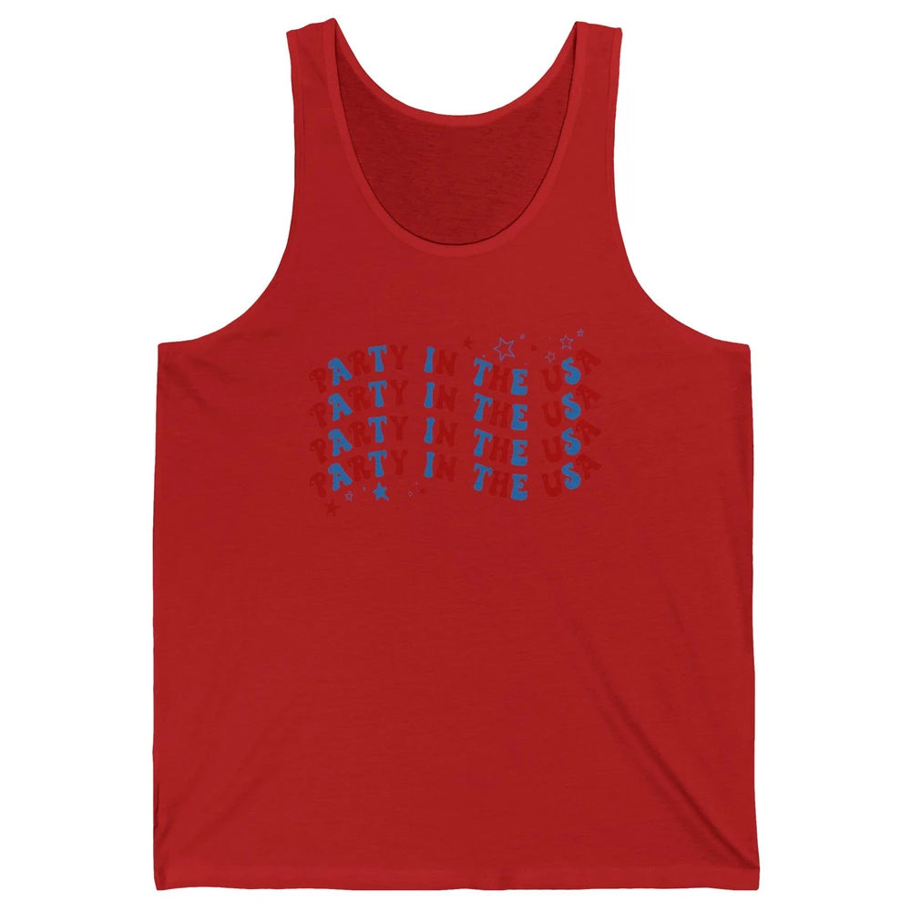 Retro July 4th Party In The USA Stripe Star American Patriot Unisex Jersey Tank