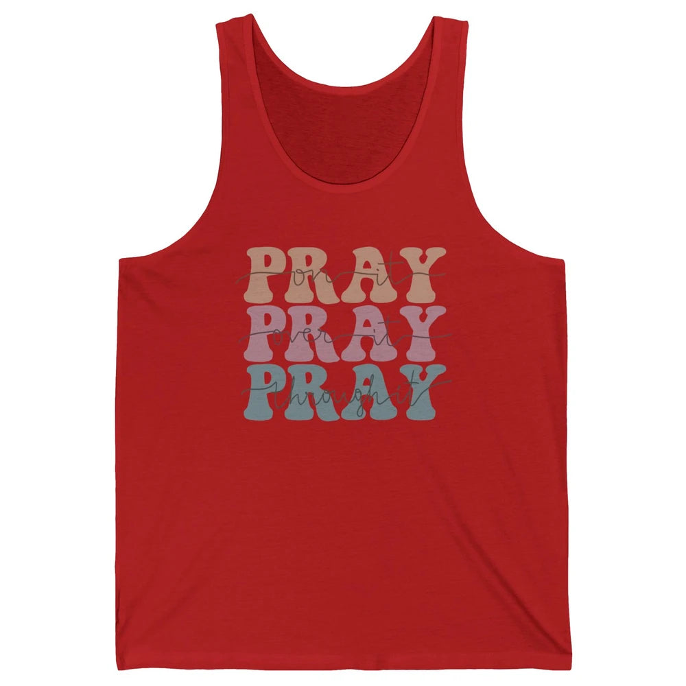 Retro Pray On It Over It Christian Bible Faith In Jesus Unisex Jersey Tank