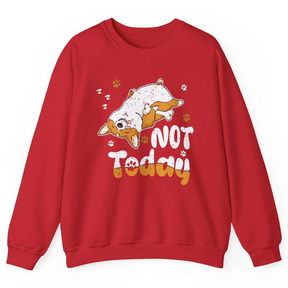 Retro Lazy Corgi Not Today World Lazy Day Corgi Dog Lovers Unisex Crewneck Sweatshirt