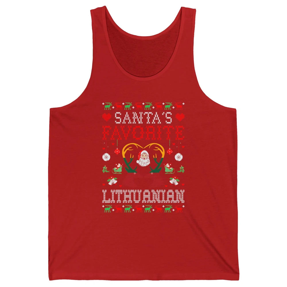 Merry Christmas Santa Favorite Lithuanian Xmas Ugly Santa Unisex Jersey Tank