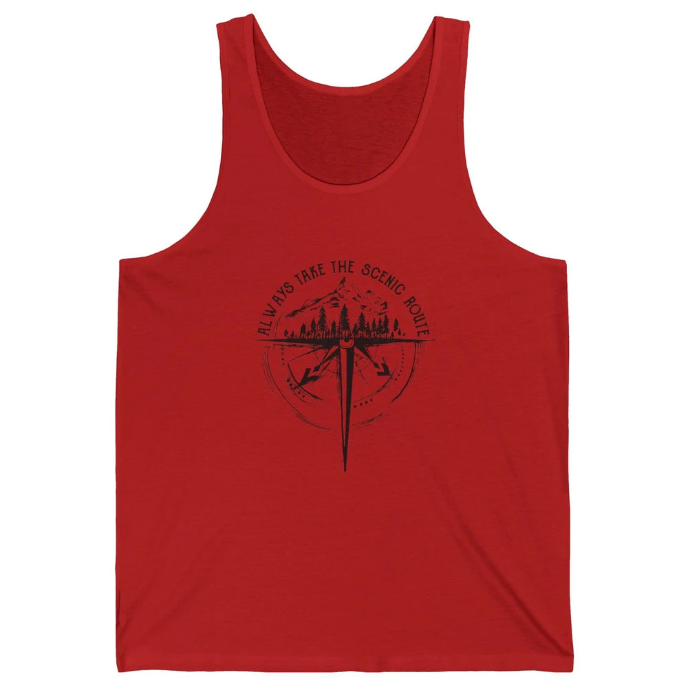 Outdoor Hiking Always Take Scenic Route Hiker Vintage Camp Unisex Jersey Tank