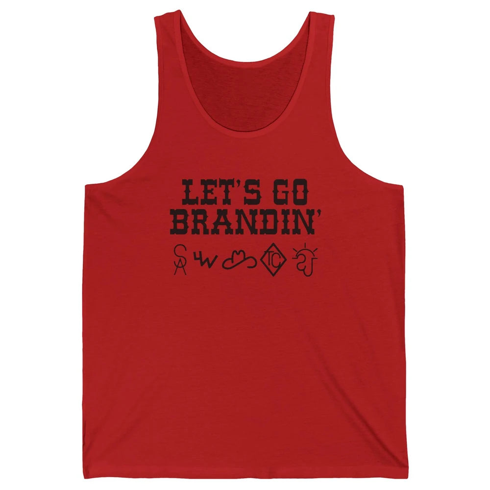 Retro Cowboy Hat Let's Go Brandin' Western Country Symbols Unisex Jersey Tank