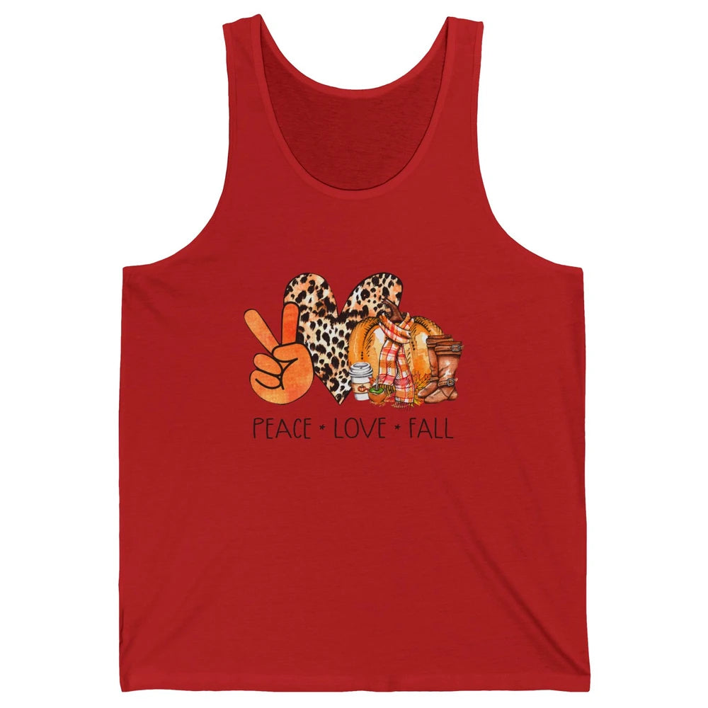 Peace Love Fall Pumpkin Spice Fall Halloween Thanksgiving Unisex Jersey Tank