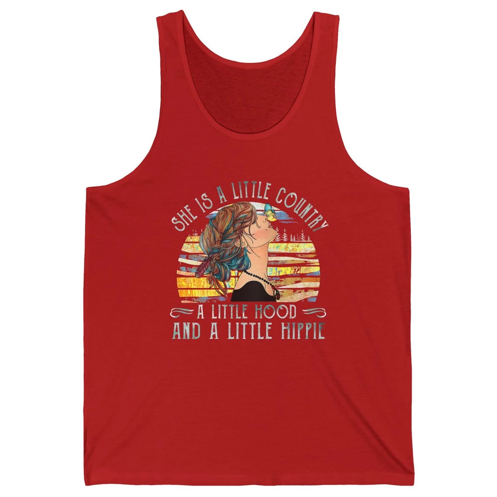 Retro Hippie Girl She's A Little Country A Little Hood Peace Unisex Jersey Tank