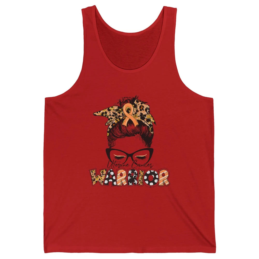 Messy Hair Leopard Woman Warrior Uterine Cancer Awareness Unisex Jersey Tank
