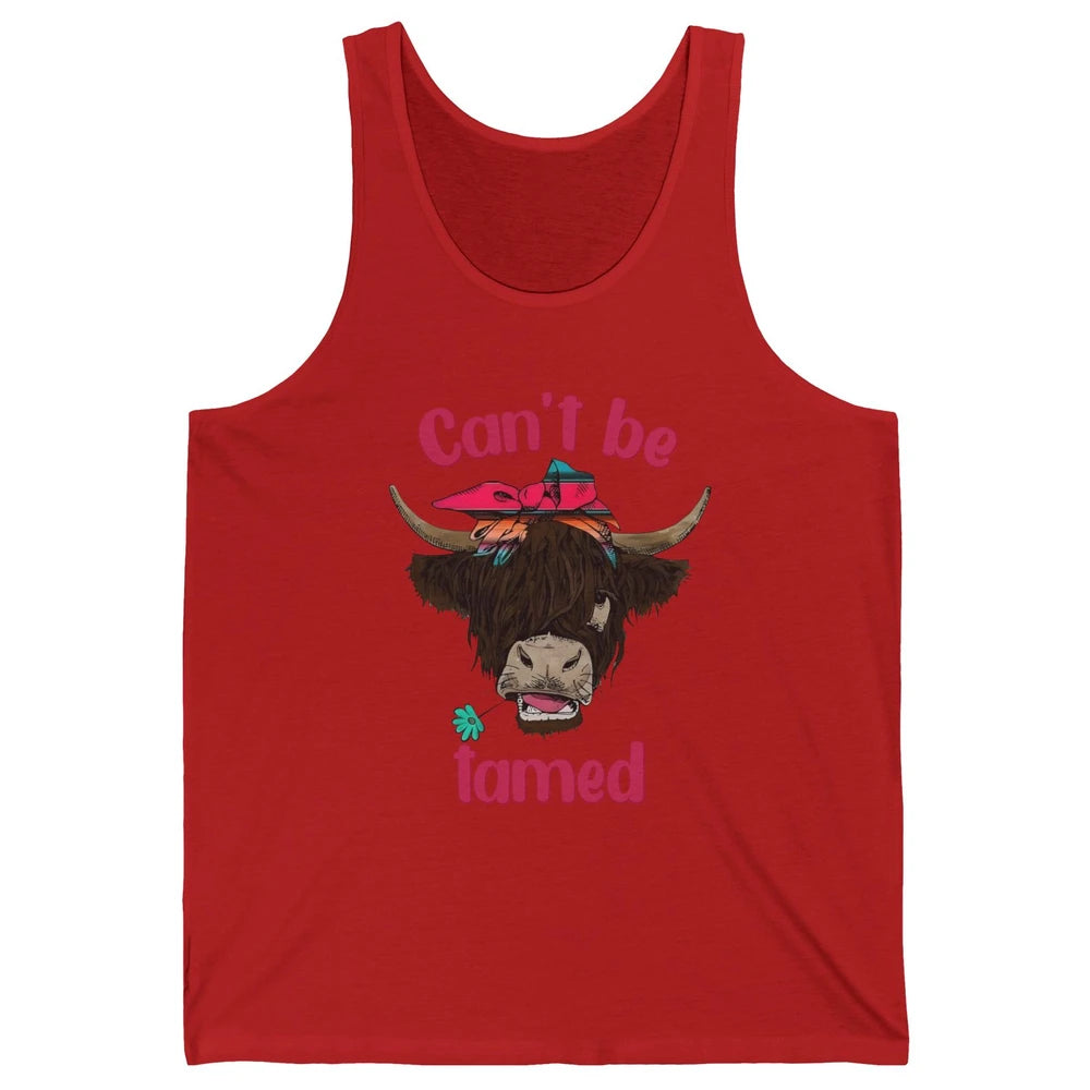 Retro Highland Cow Bandana Can't Be Tamed Western Farm Unisex Jersey Tank