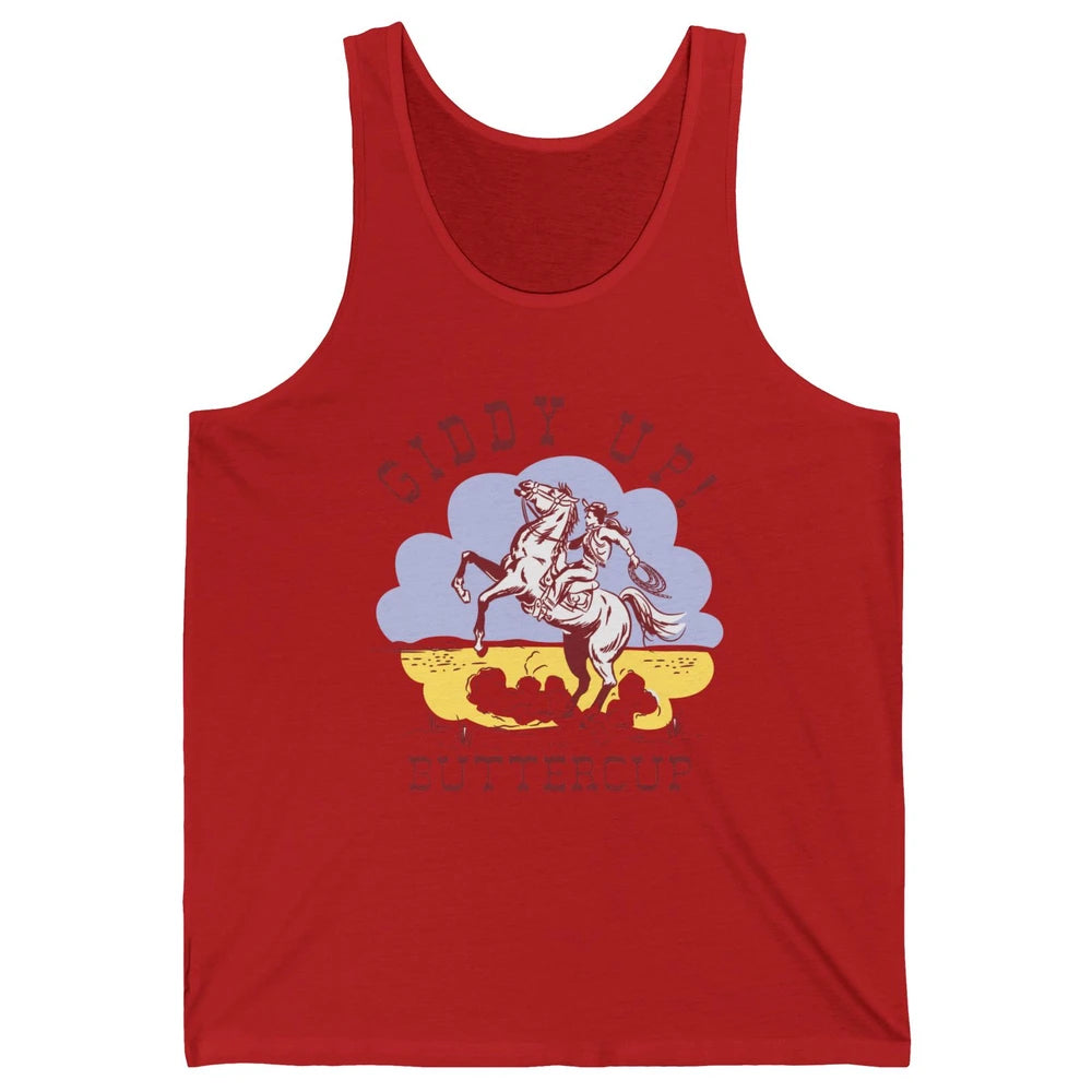 Retro Cowgirl Hold Your Horse Giddy Up Western Cowboy Gift Unisex Jersey Tank