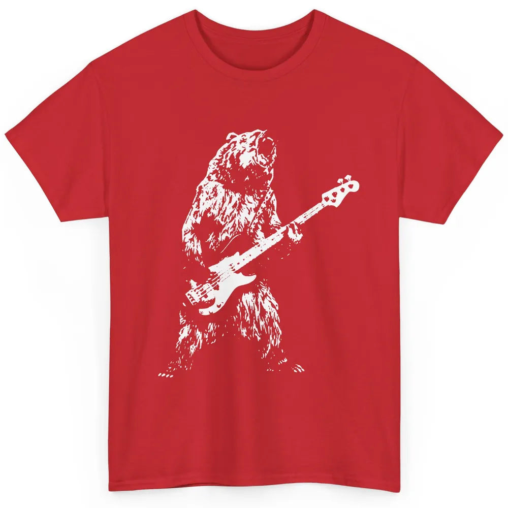 Retro Bear Playing Bass Guitar Bear Guitarist Music Lovers Classic Unisex T-Shirt