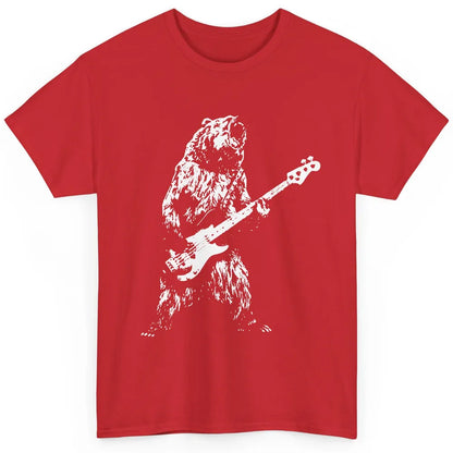 Retro Bear Playing Bass Guitar Bear Guitarist Music Lovers Classic Unisex T-Shirt