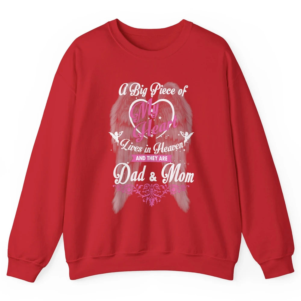 Parents Heaven Dad And Mom In Heaven Angel Wings Guardian Unisex Crewneck Sweatshirt