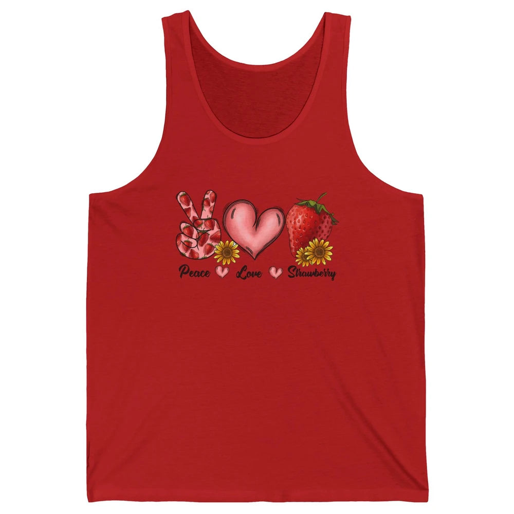 Peace Love Strawberry Strawberries Lover Strawberry Festival Unisex Jersey Tank