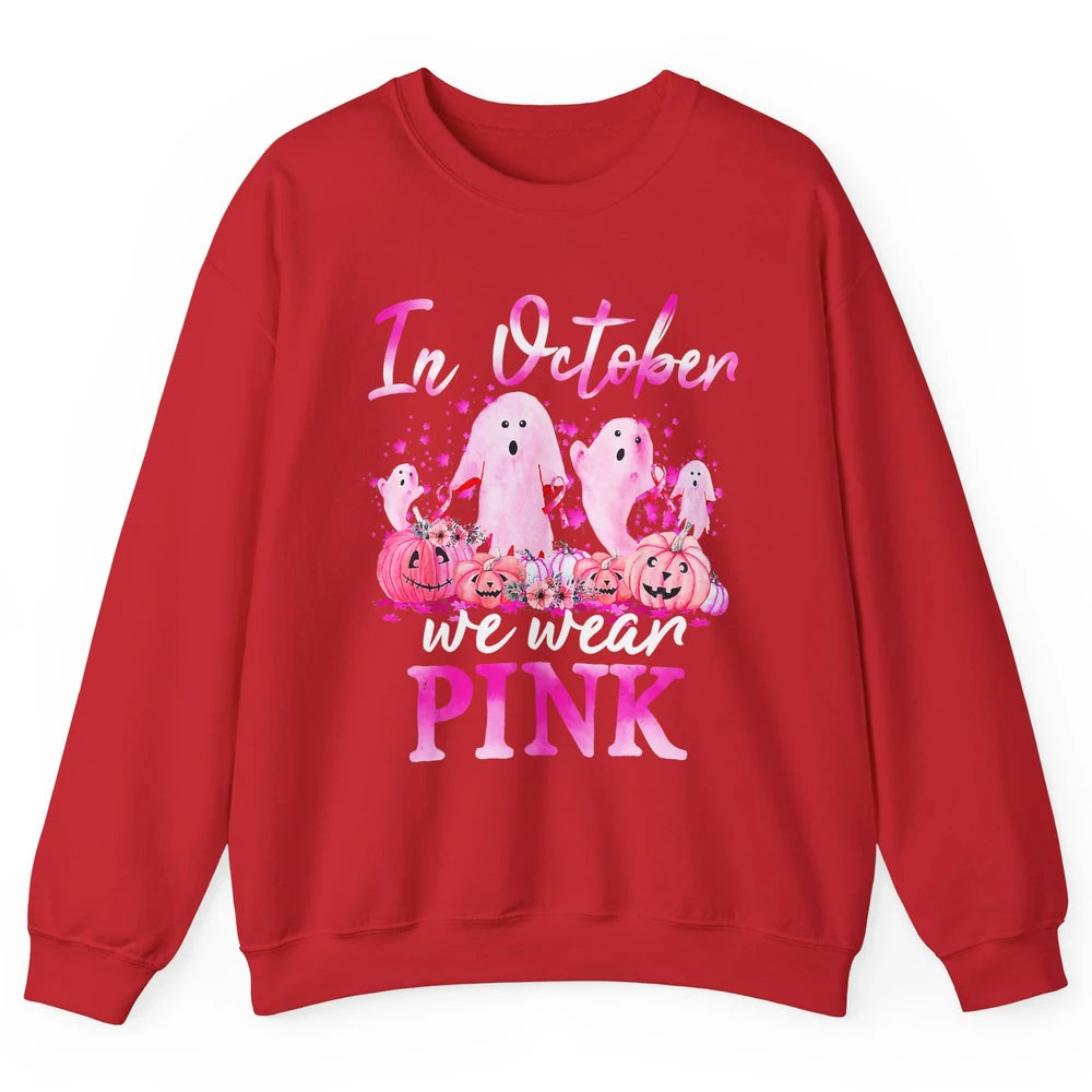 October Wear Ghost Boo Pink Ribbon Breast Cancer Awareness Unisex Crewneck Sweatshirt