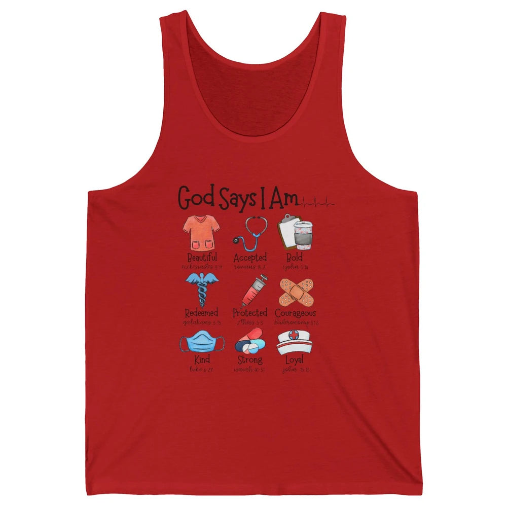 Nurse Christian God Says I Am Bible Verse Religious Western Unisex Jersey Tank