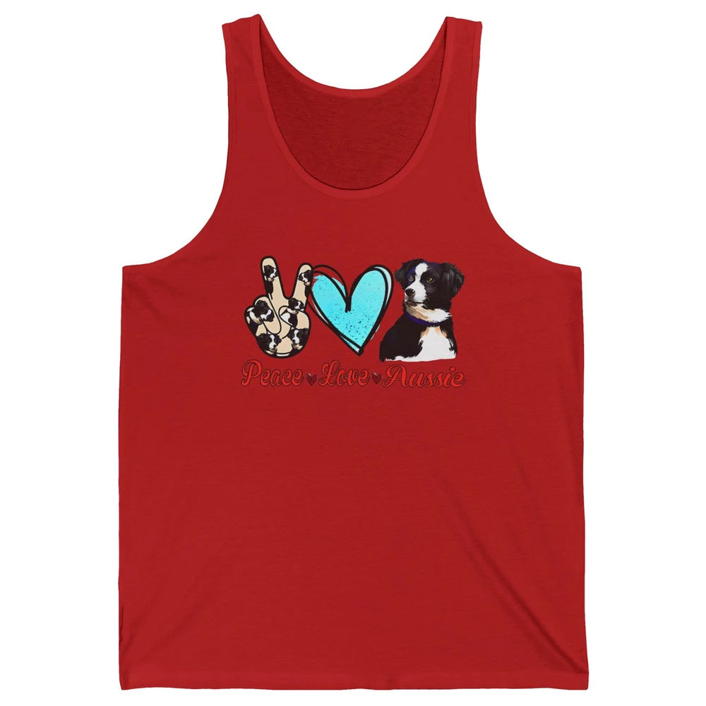 Peace Love Aussie Dog Lovers Australian Shepherd Dad Mom Unisex Jersey Tank