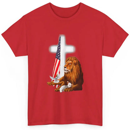 Patriotic Christian Lamb Bible Verse Lion Cross Religious Classic Unisex T-Shirt