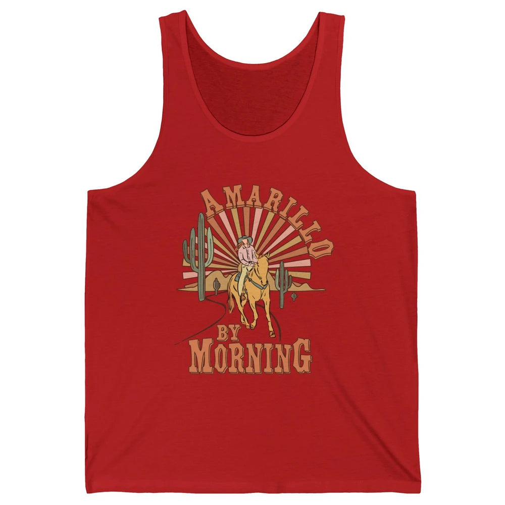 Retro Desert Cowboy Riding Horse Amarillo By Morning Western Unisex Jersey Tank