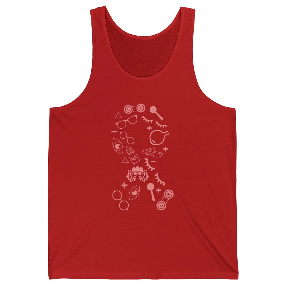 Optical Symbol Pink Ribbon Breast Cancer Support Optometrist Unisex Jersey Tank