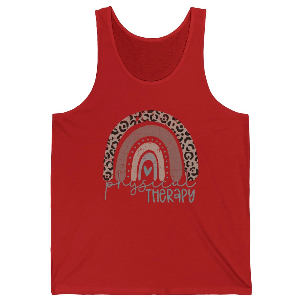 Retro Physical Therapy Rainbow Physical Therapist PT Leopard Unisex Jersey Tank