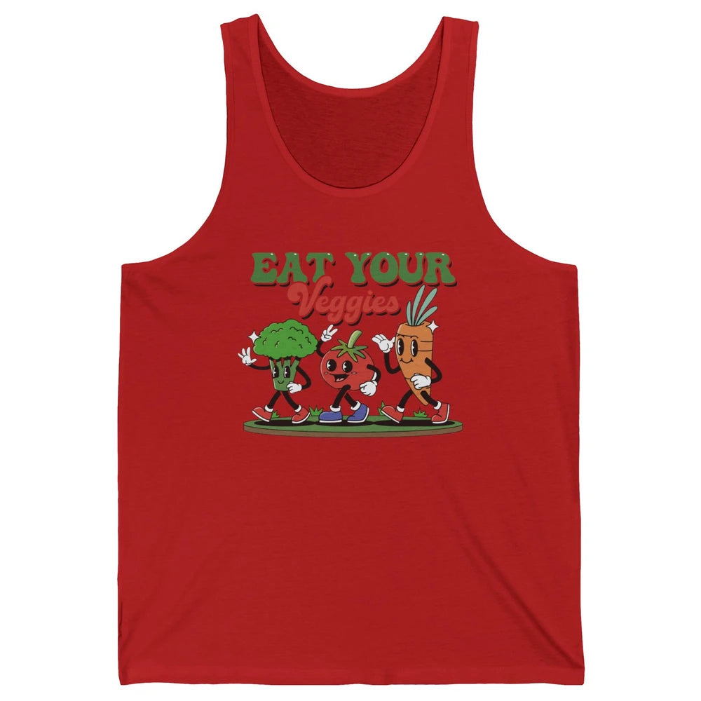Retro Farm Fruit Eat Your Veggies Gardening Vegan Farmer Unisex Jersey Tank