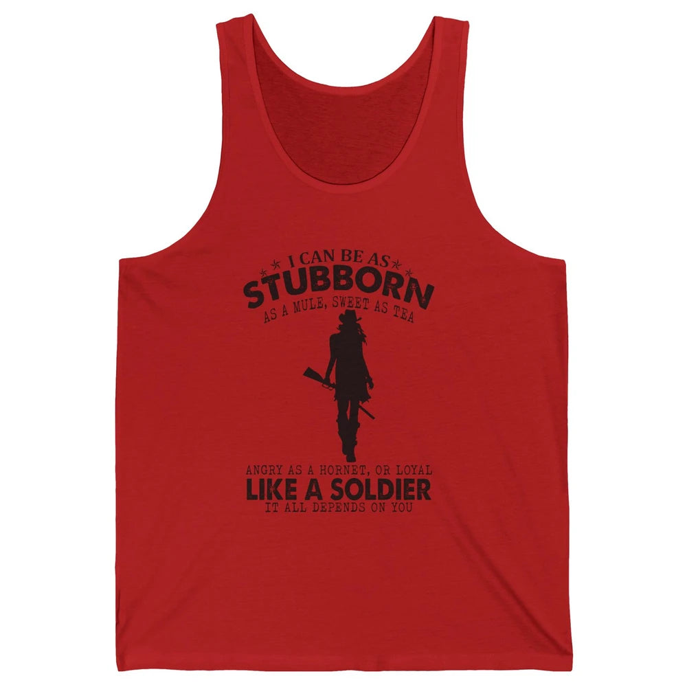 Retro Cowgirl Stubborn As Mule Sweet As Tea Western Country Unisex Jersey Tank