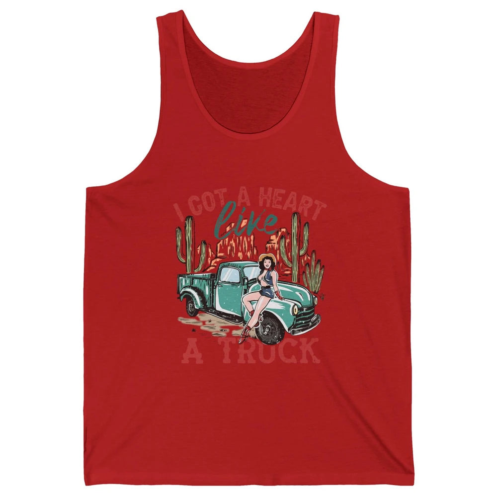 Retro Desert Cowgirl Got A Heart Like Truck Western Country Unisex Jersey Tank