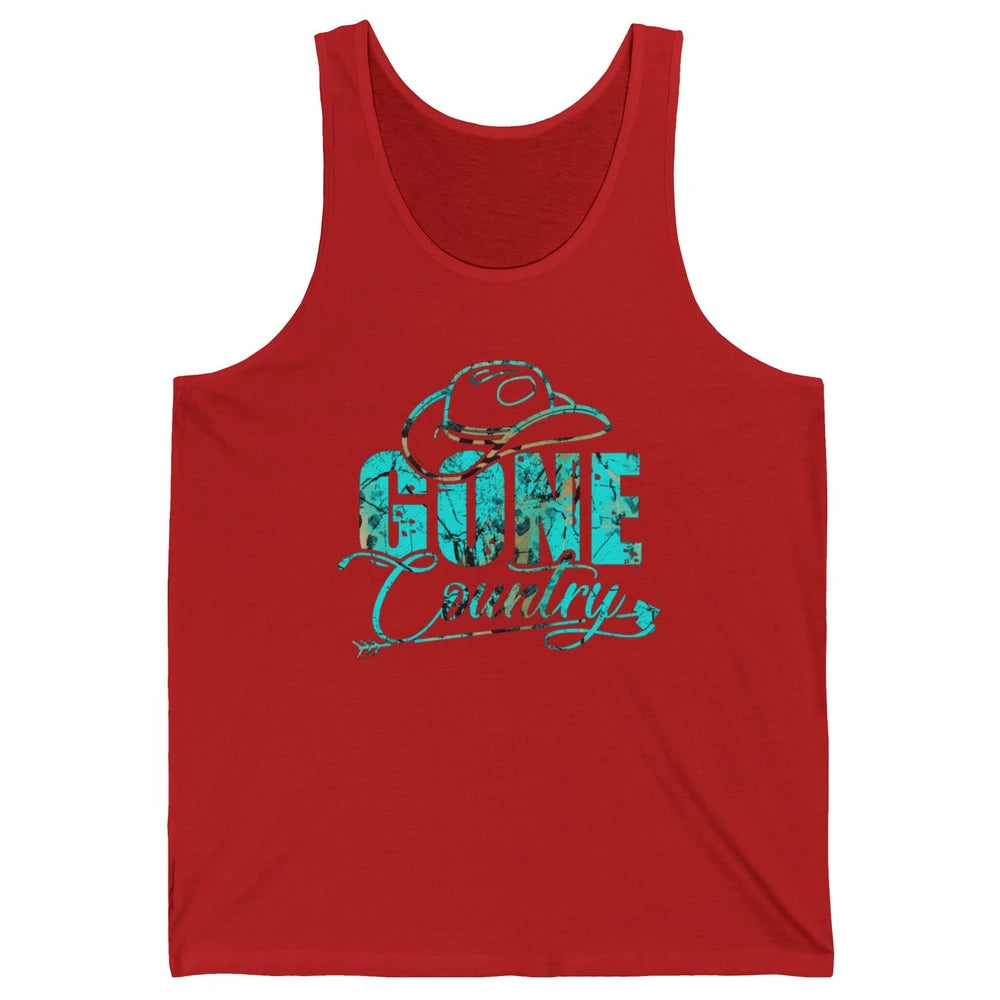 Retro Cowboy Hat Gone Country Western Country Cowgirl Gift Unisex Jersey Tank