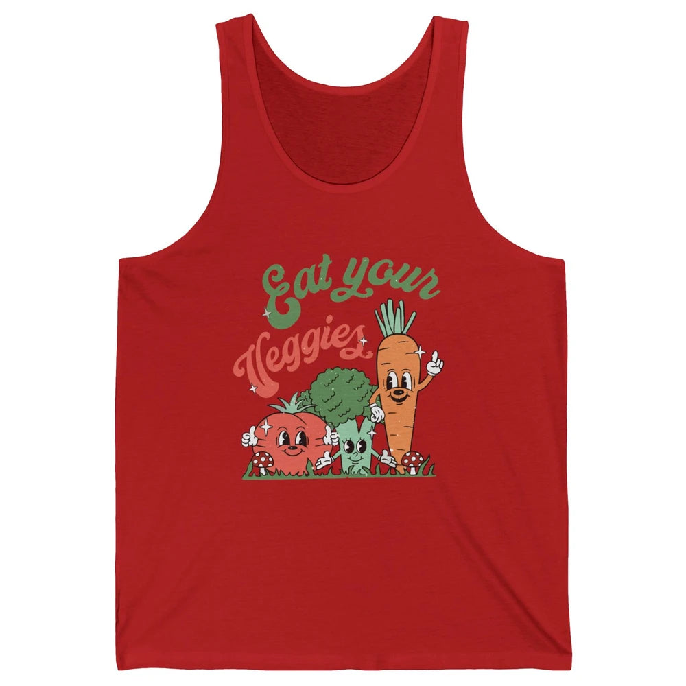 Retro Farm Fruit Eat Your Veggies Tomato Carrot Vegan Farmer Unisex Jersey Tank