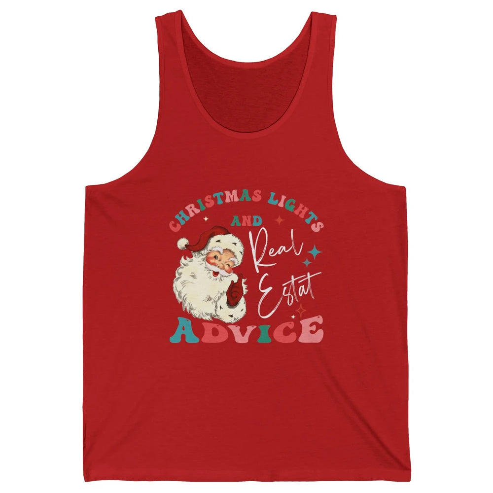 Merry Christmas Xmas Lights Santa Realtor Real Estate Advice Unisex Jersey Tank