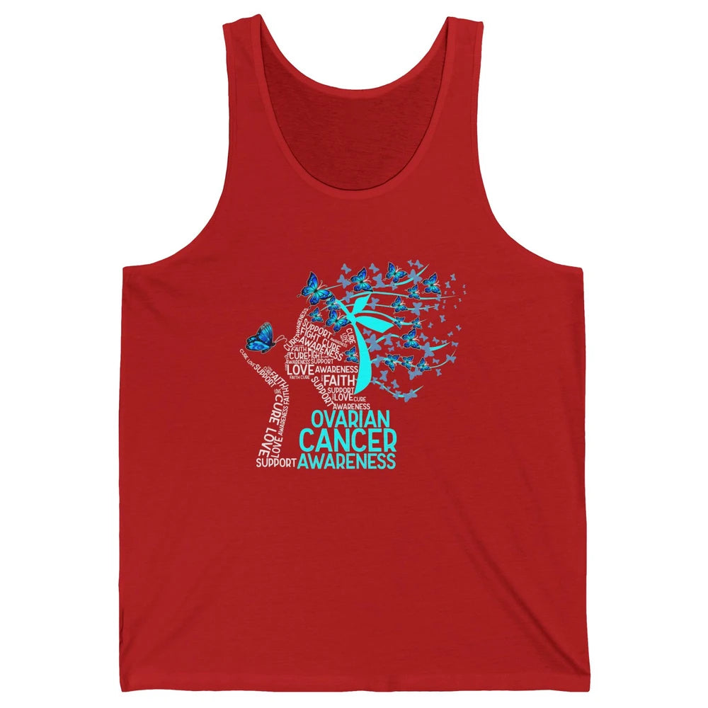 Ovarian Cancer Awareness Hope Love Cure Teal Ribbon Unisex Jersey Tank