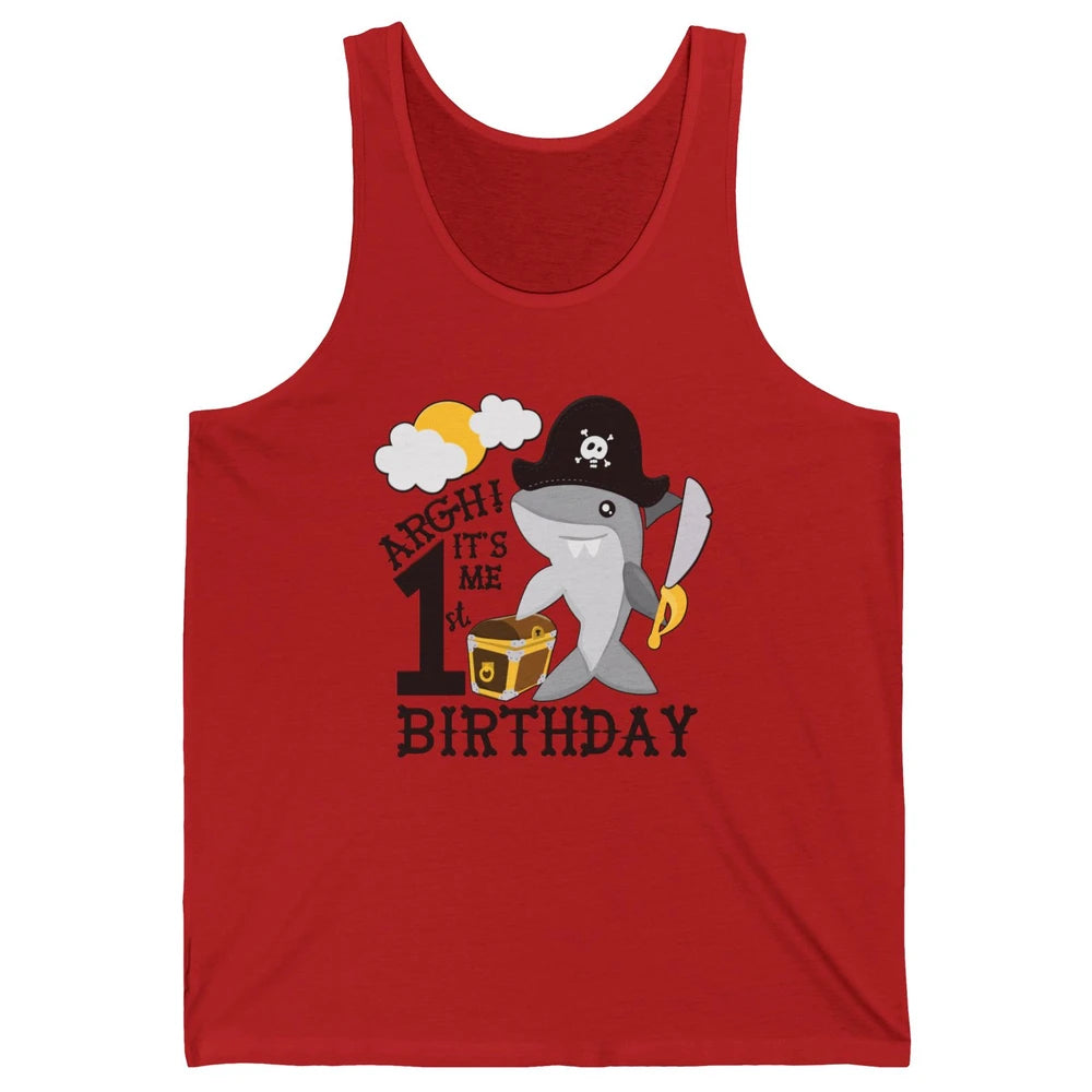 Pirate Shark 1st Birthday Party 1st Birthday Boy Girl Gift Unisex Jersey Tank