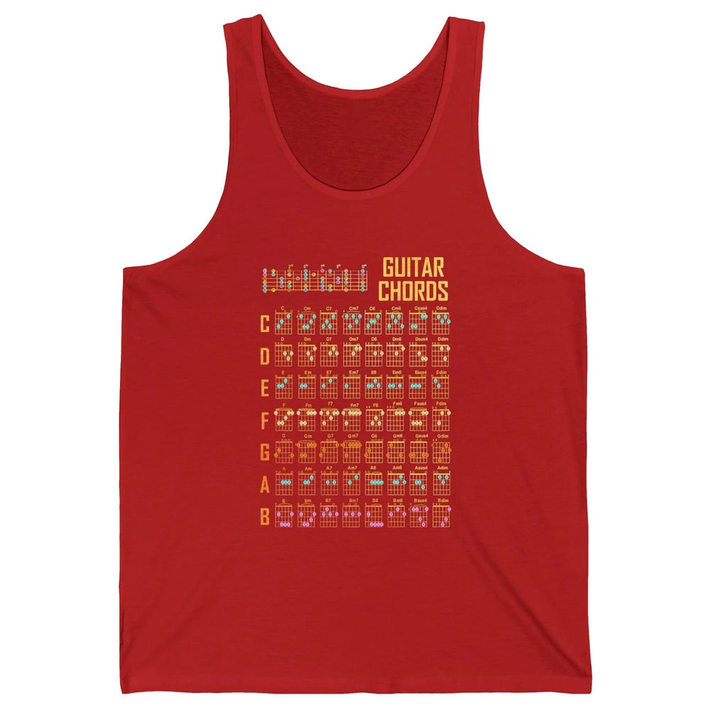 Music Art Guitar Chords Retro Guitarist Play Guitar Musician Unisex Jersey Tank
