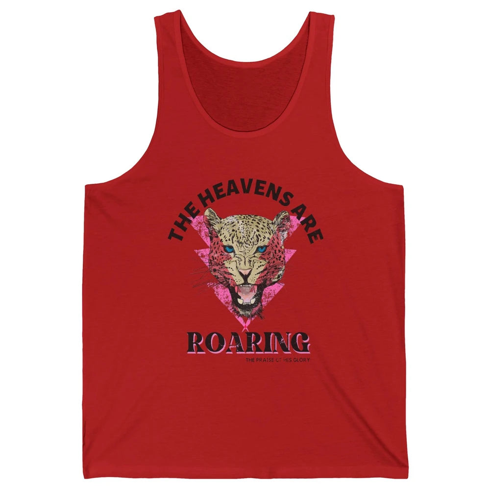 Retro Lion Heavens Are Roaring Bible Lightning Bolt Leopard Unisex Jersey Tank