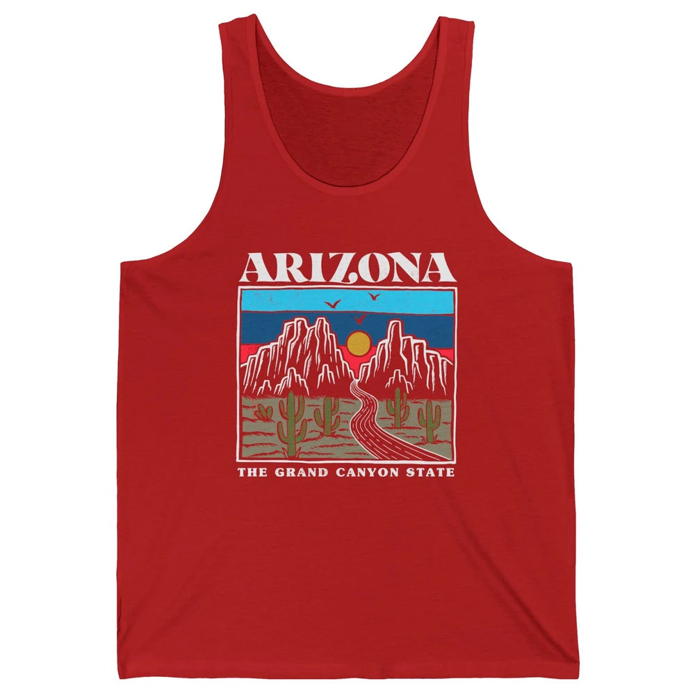 Retro Arizona Cactus Mountain The Grand Canyon State Hiking Unisex Jersey Tank