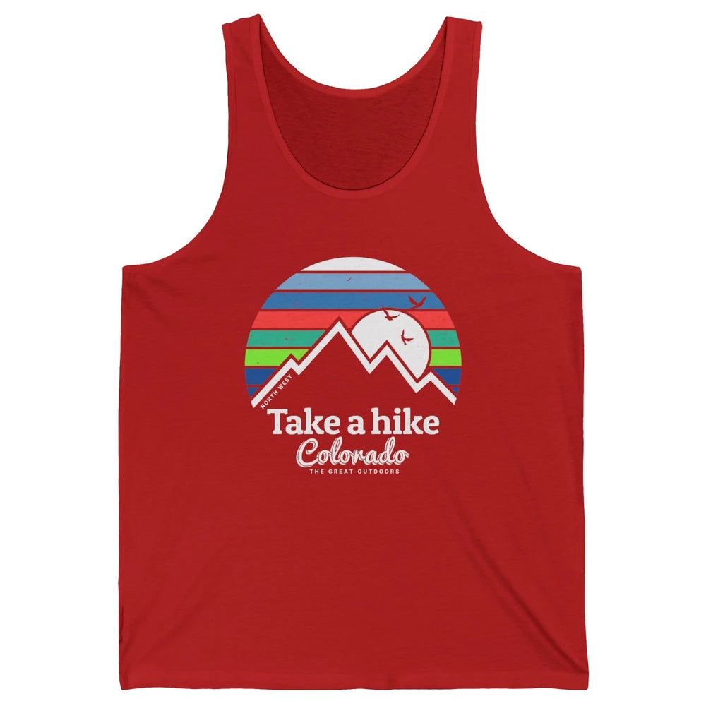 Retro Colorado Mountain Take A Hike The Great Outdoor Hiking Unisex Jersey Tank