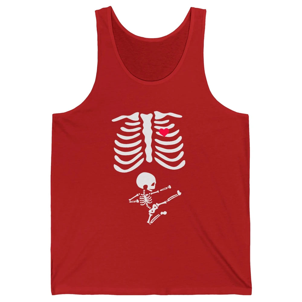Pregnant Halloween Skeleton Naughty Baby Boy Pumpkin Costume Unisex Jersey Tank