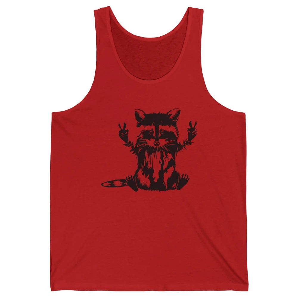 Funny Racoon Peace Sign Trashed Racoon Panda Lovers Gift Unisex Jersey Tank