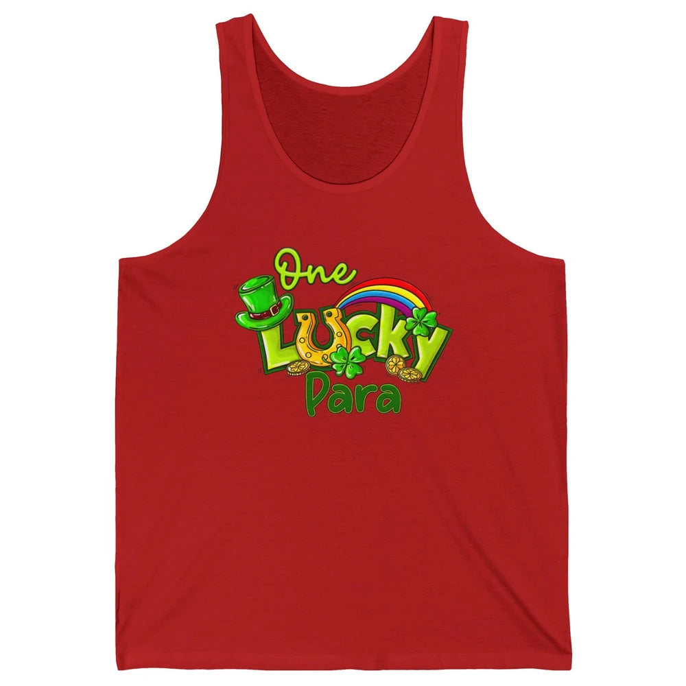 One Lucky Para St Patricks Day Shamrock Paraprofessional Unisex Jersey Tank