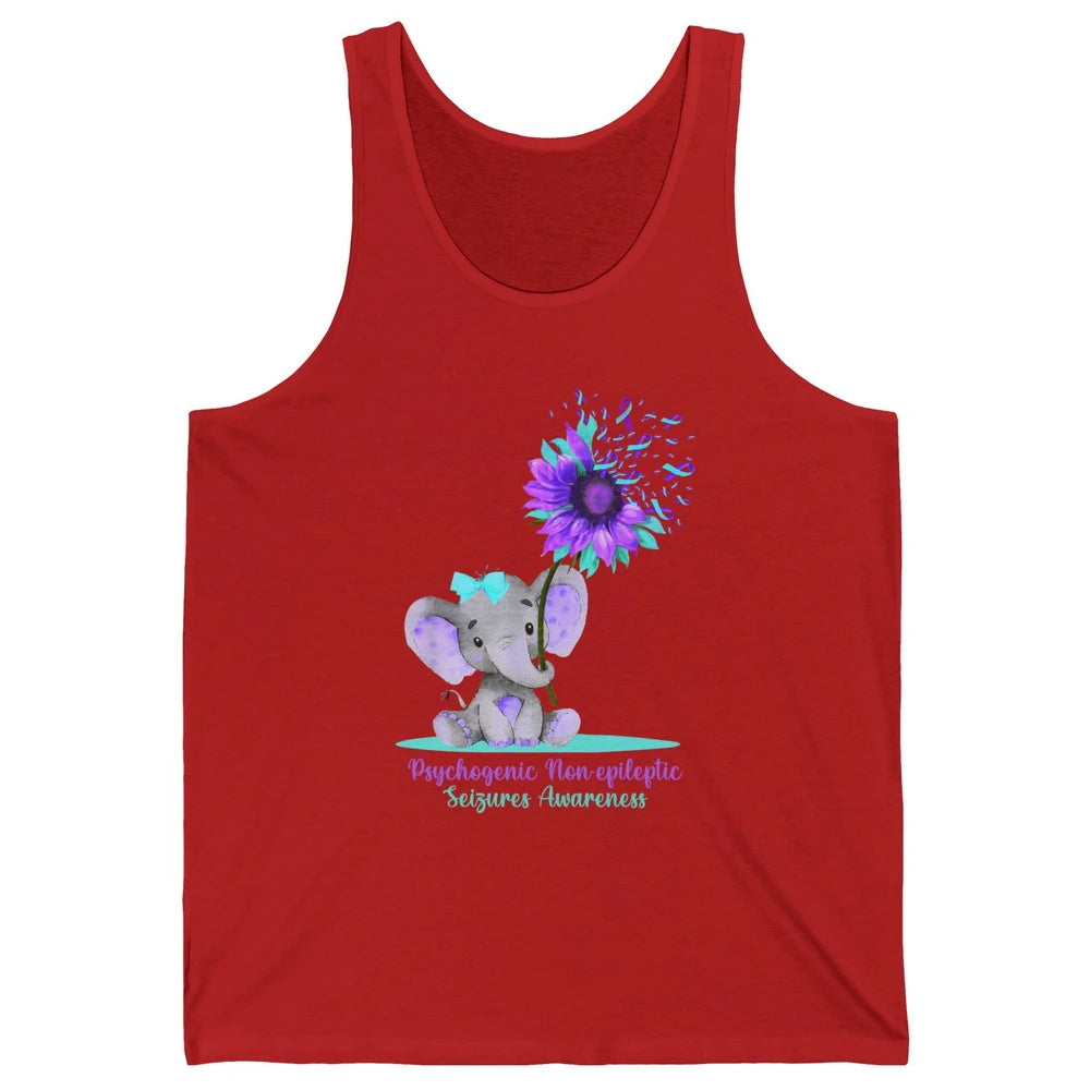PNES Awareness Purple Teal Ribbon Sunflower Baby Elephant Unisex Jersey Tank
