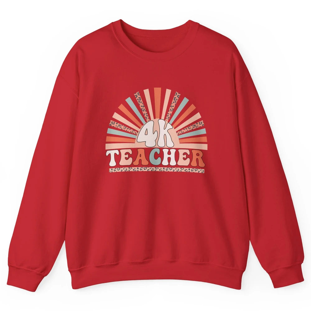 Retro 4k Teacher Kindergarten Back to School Pre-K Teacher Unisex Crewneck Sweatshirt