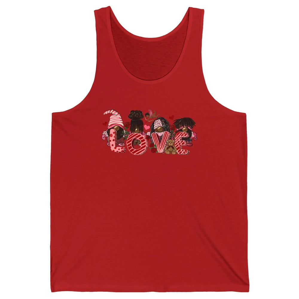 Afro Gnome Love Valentine African American Valentine's Day Unisex Jersey Tank