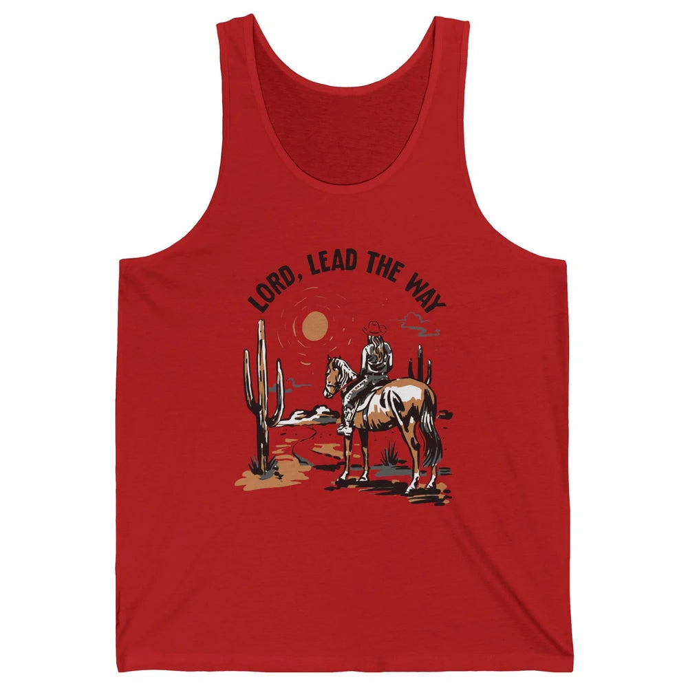 Retro Christian Cowgirl Lord Lead The Way Western Country Unisex Jersey Tank