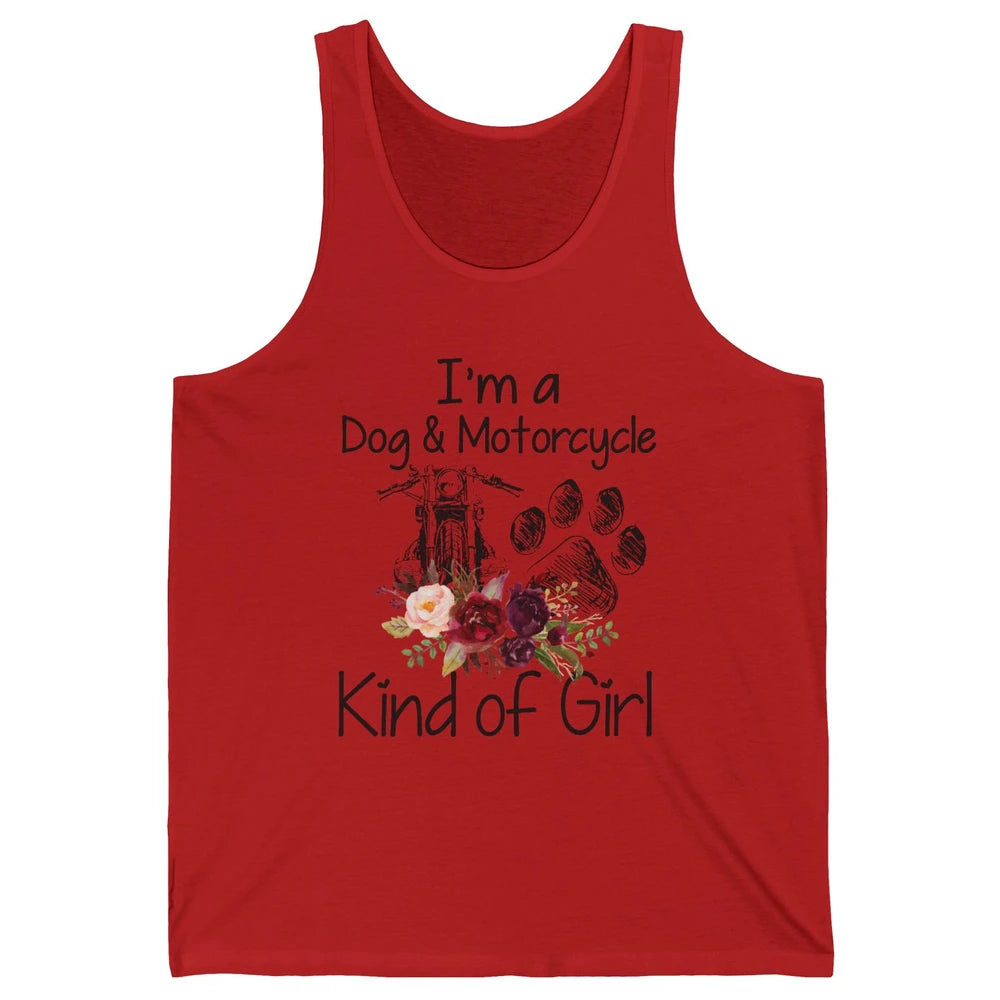 Retro Floral Motorbike I'm Dog Motorcycle Kinda Girl Dog Mom Unisex Jersey Tank