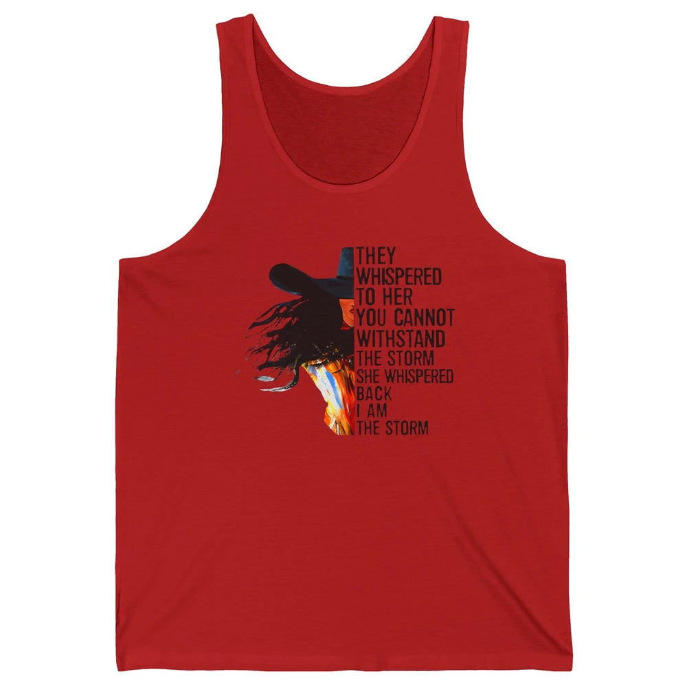 Retro Cowgirl She Whispered Back I Am The Storm Western Unisex Jersey Tank