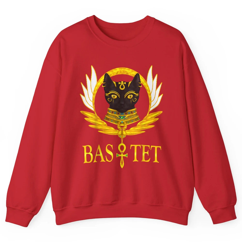 Retro Ancient Egyptian Cat Egypt Goddess Bastet Wings Horus Unisex Crewneck Sweatshirt