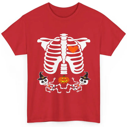 Pregnant Halloween Skeleton Baby Twins Witch Pumpkin Costume Classic Unisex T-Shirt